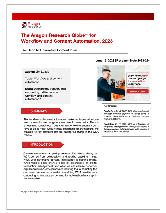 2023-22 The Aragon Research Globe for Workflow and Content Automation, 2023