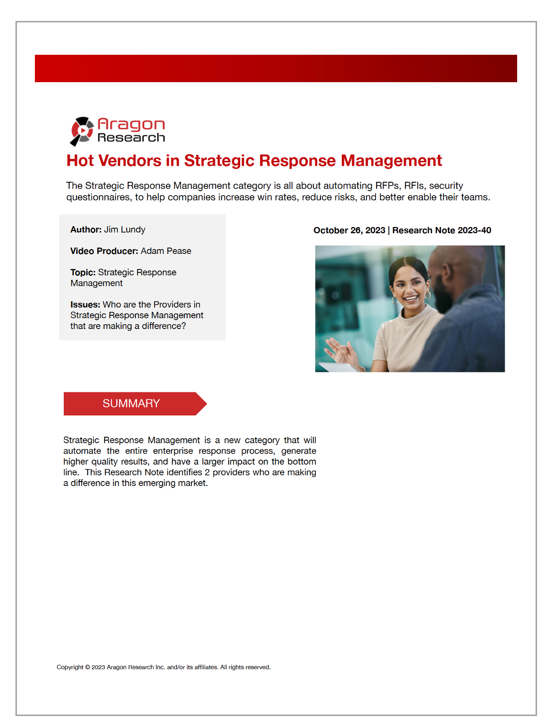 2023-40 Hot Vendors in Strategic Response Management