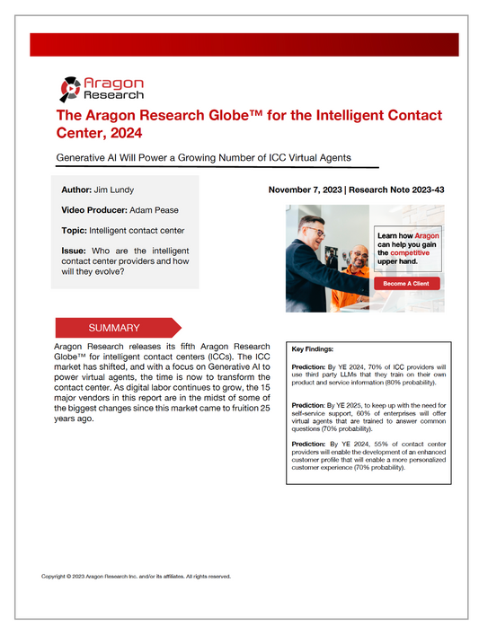 2023-43 The Aragon Research Globe™ for the Intelligent Contact Center, 2024