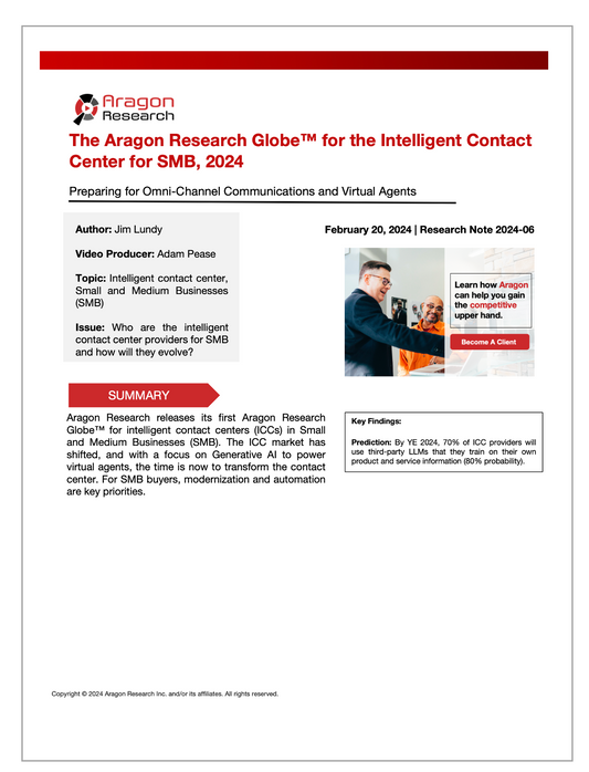 2024-06 The Aragon Research Globe™ for the Intelligent Contact Center SMB, 2024