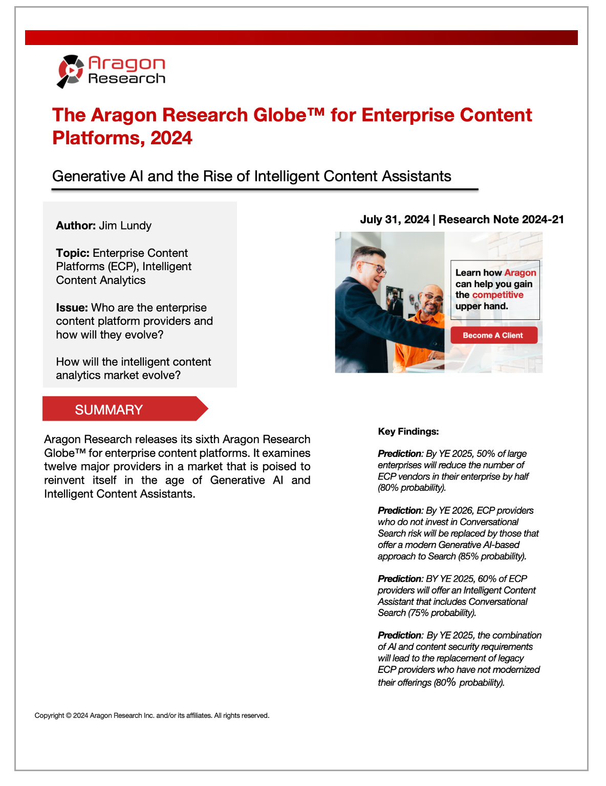 2024-21 The Aragon Research Globe™ for Enterprise Content Platforms, 2024