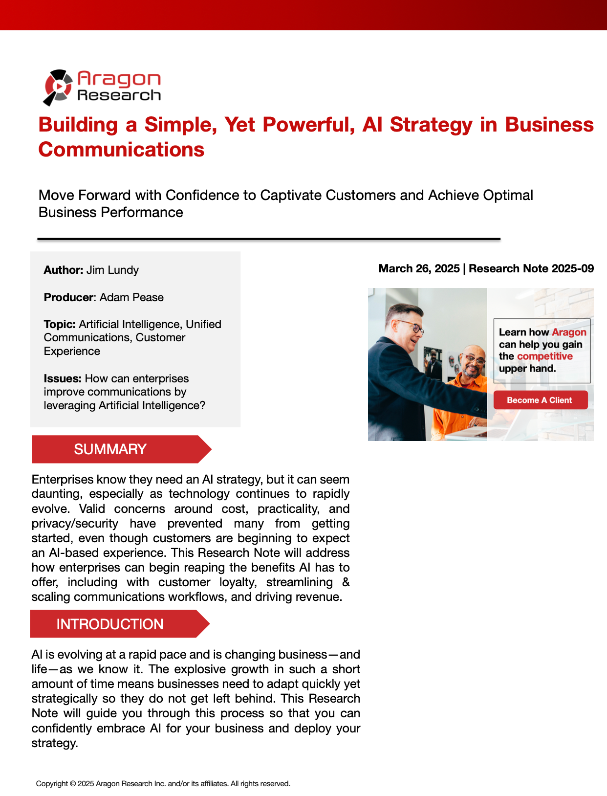 2025-09 Building a Simple, Yet Powerful, AI Strategy in Business Communications