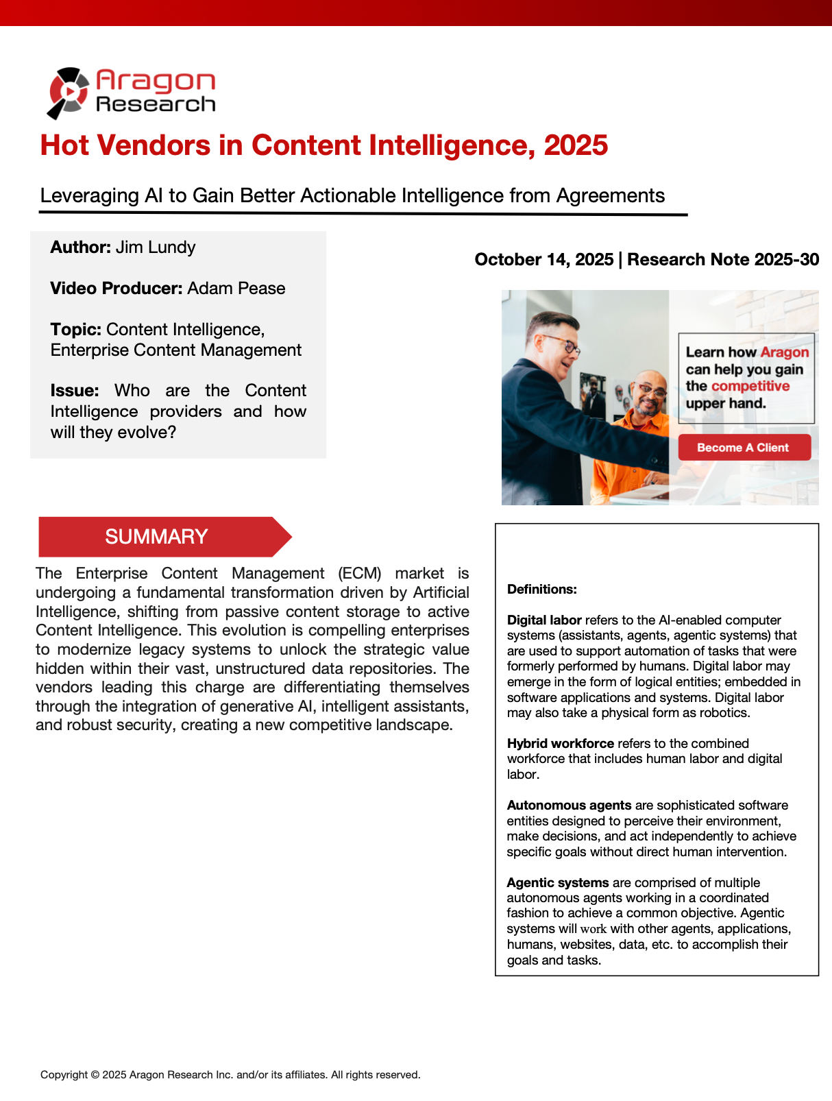 2025-30 Hot Vendors in Content Intelligence, 2025