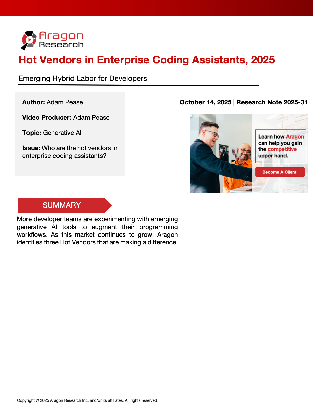 2025-31 Hot Vendors in Enterprise Coding Assistants, 2025