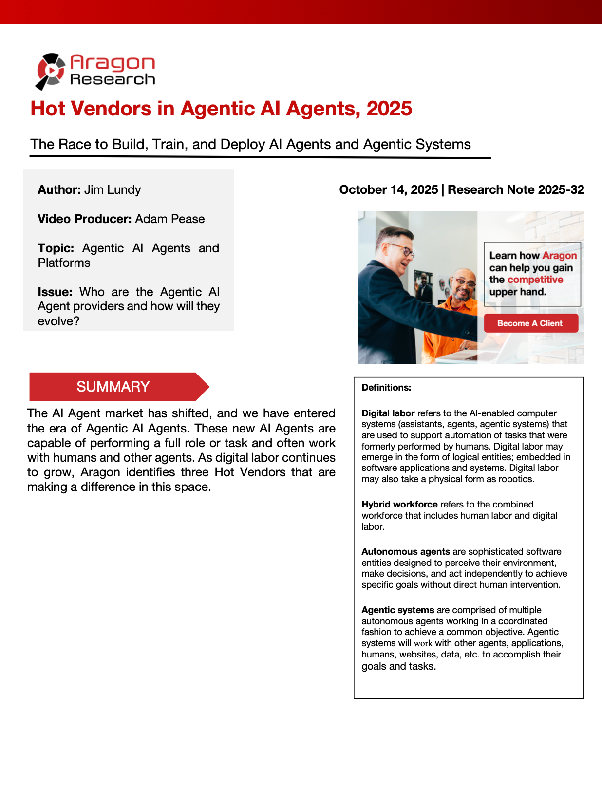 2025-32 Hot Vendors in Agentic AI Agents, 2025