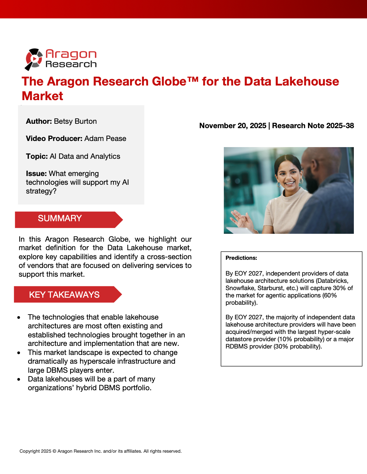 2025-38 The Aragon Research Globe™ for Data Lakehouse