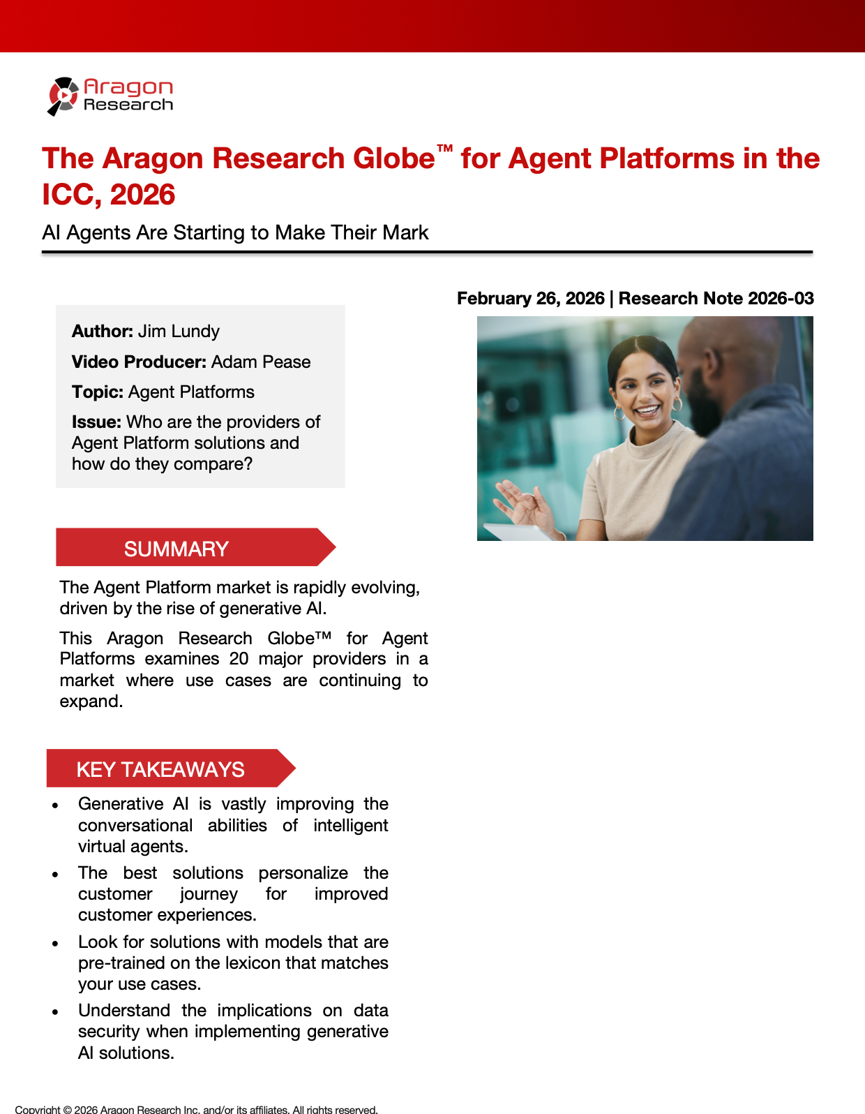 2026-03 The Aragon Research Globe™ for Agent Platforms in the ICC, 2026