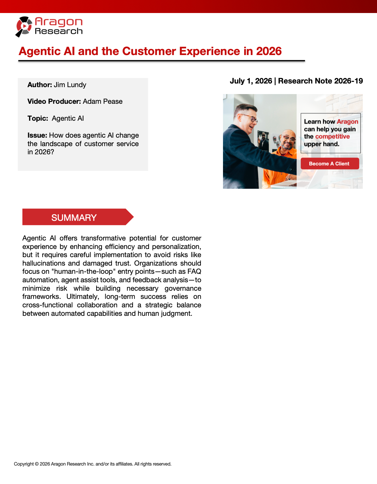 2026-19 Agentic AI and the Customer Experience