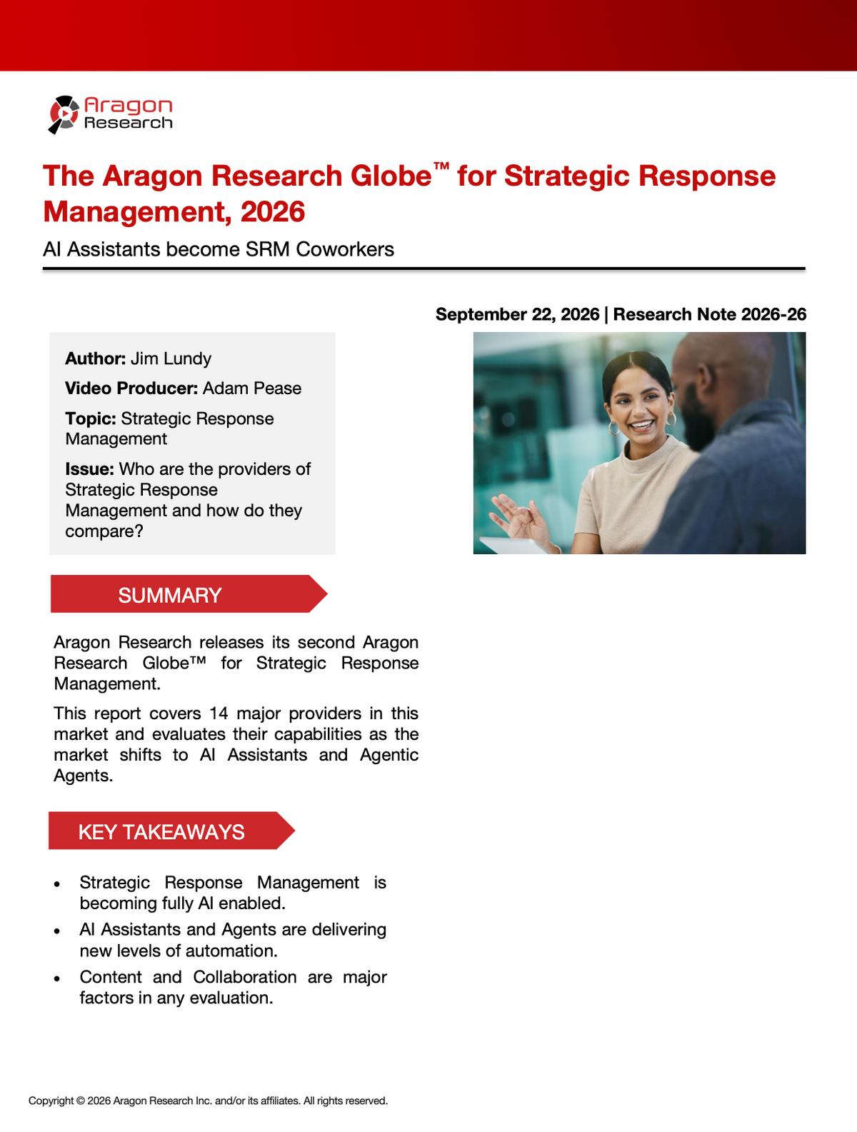 2026-26 The Aragon Research Globe for Strategic Response Management, 2026