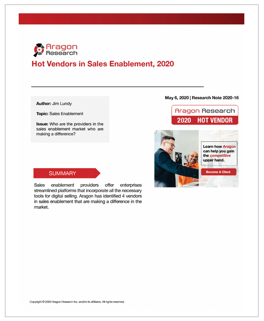 2020-16 Hot Vendors in Sales Enablement, 2020
