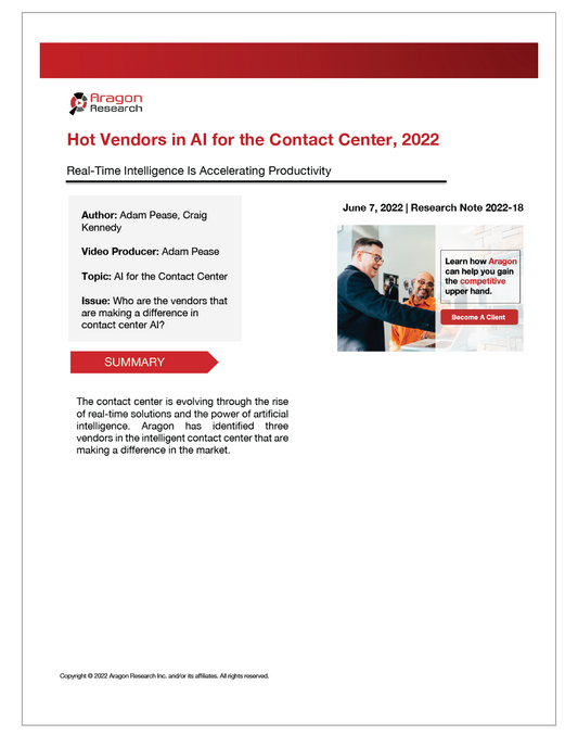 2022-18 Hot Vendors in AI for the Contact Center, 2022