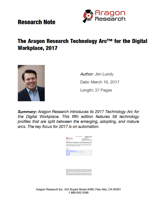 The Aragon Research Technology Arc™ for the Digital Workplace, 2017