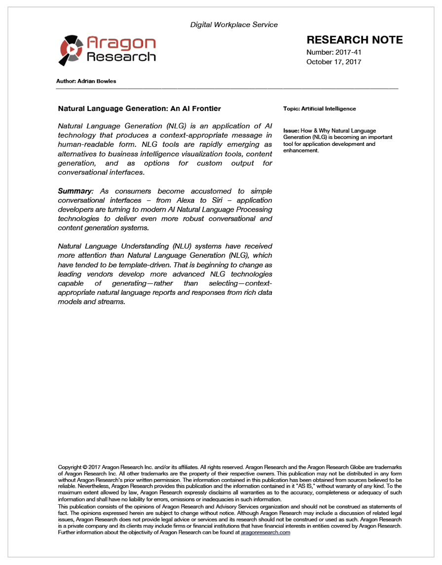 Natural Language Generation: An AI Frontier