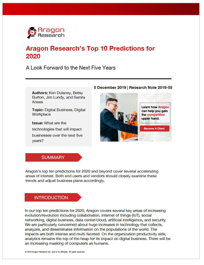 Aragon Research’s Top 10 Predictions for 2020