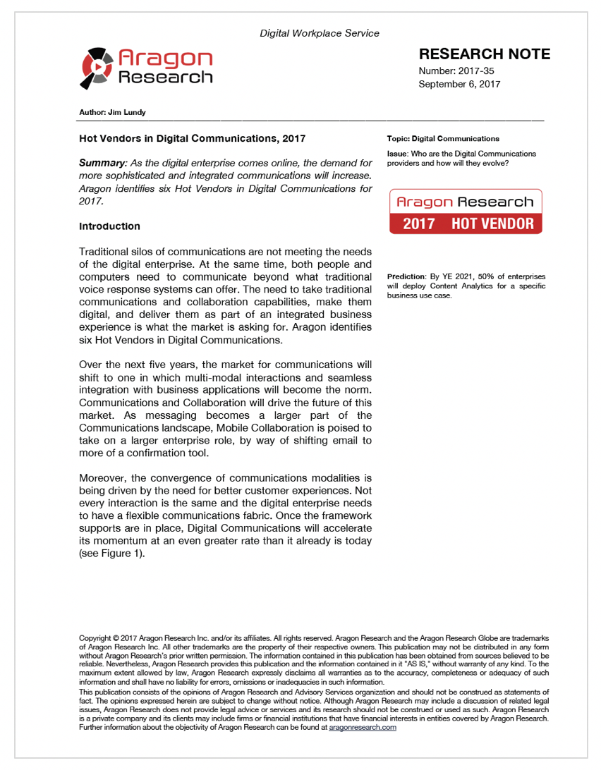 Hot Vendors in Digital Communications, 2017