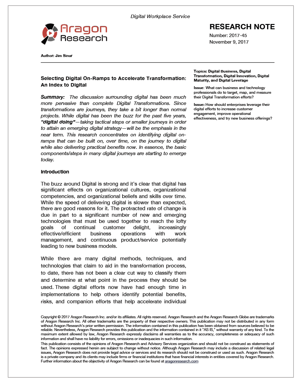 Selecting Digital On-Ramps to Accelerate Transformation: An Index to Digital