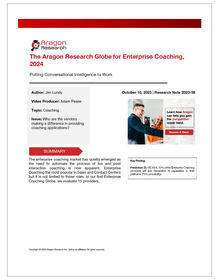 2023-38 The Aragon Research Globe for Enterprise Coaching, 2024