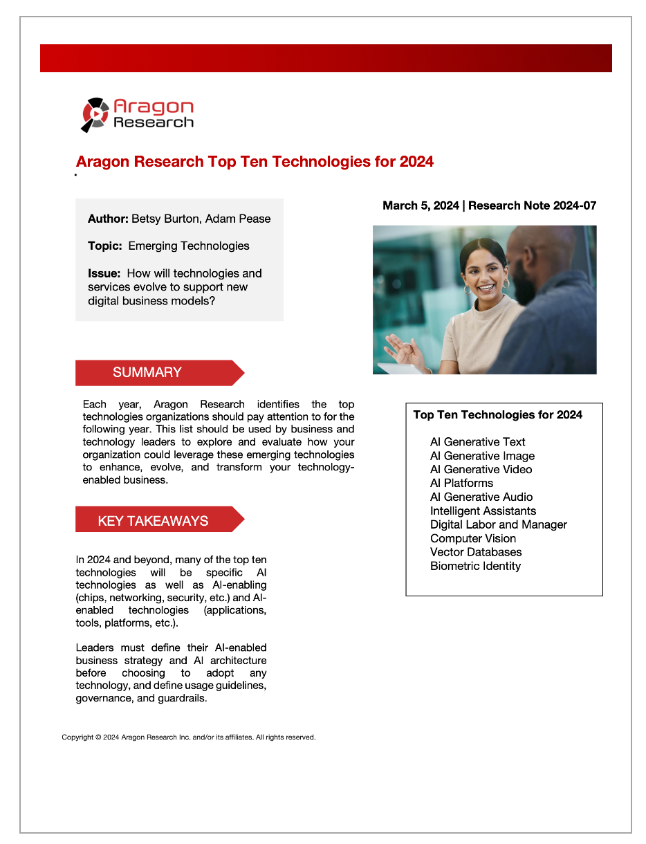 2024-07 Aragon Research Top Ten Technologies for 2024