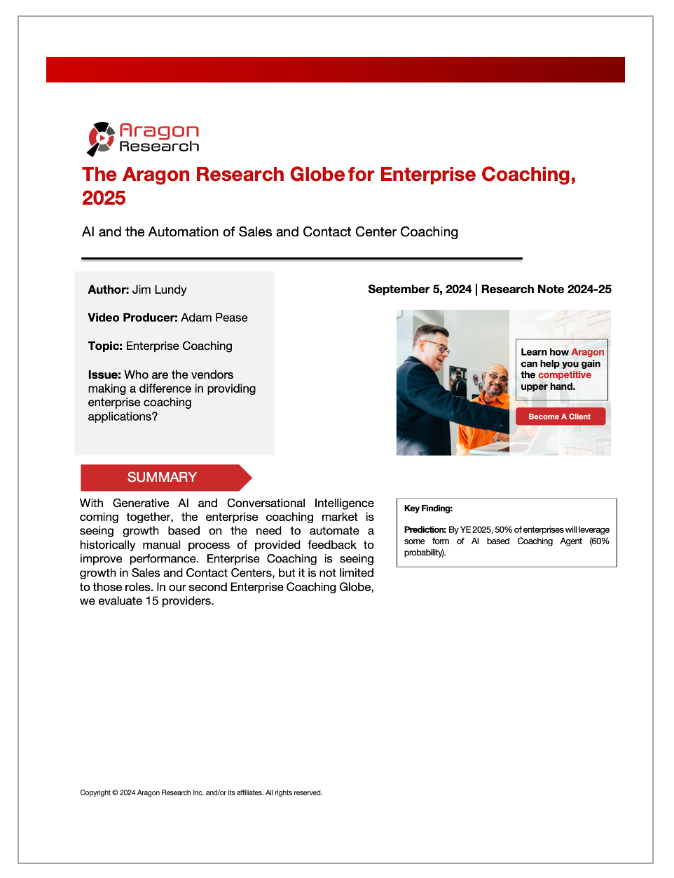 2024-25 The Aragon Research Globe for Enterprise Coaching, 2025