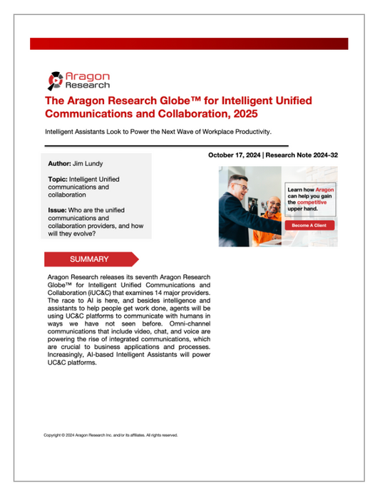 The Aragon Research Globe for Intelligent Unified Communications and Collaboration, 2025