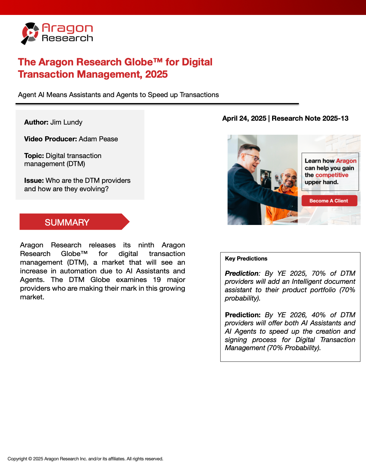 2025-13 The Aragon Research Globe™ for Digital Transaction Management, 2025