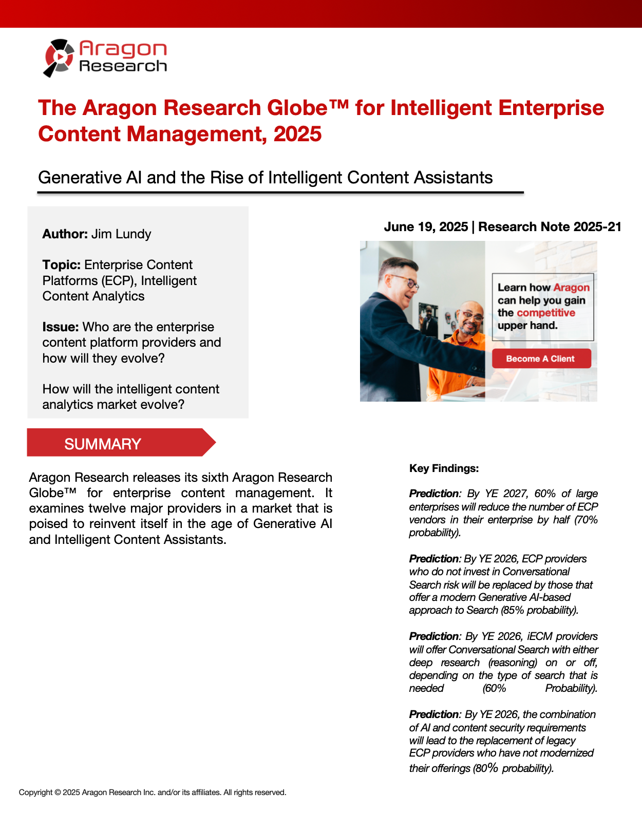 2025-21 The Aragon Research Globe™ for Intelligent Enterprise Content Management, 2025