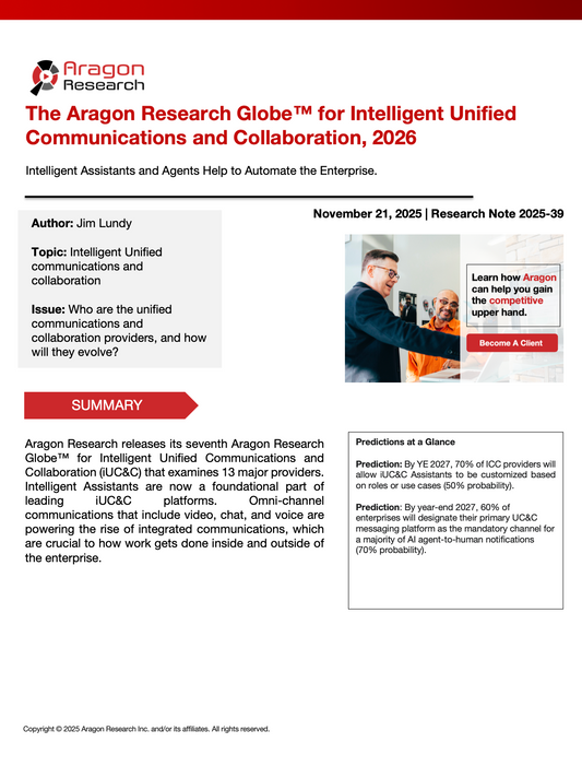 2025-39 The Aragon Research Globe™ for Intelligent Unified Communications and Collaboration, 2026