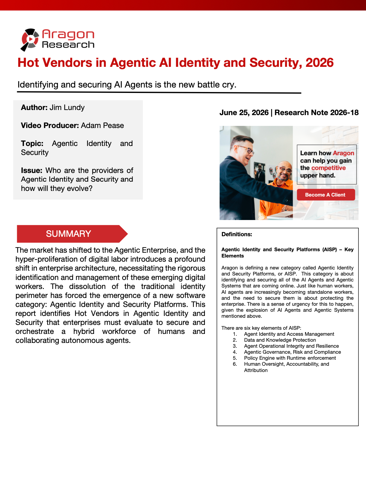 2026-18 Hot Vendors in Agentic AI Identity and Security, 2026