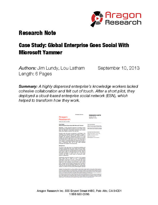 Case Study: Global Enterprise Goes Social With Microsoft Yammer