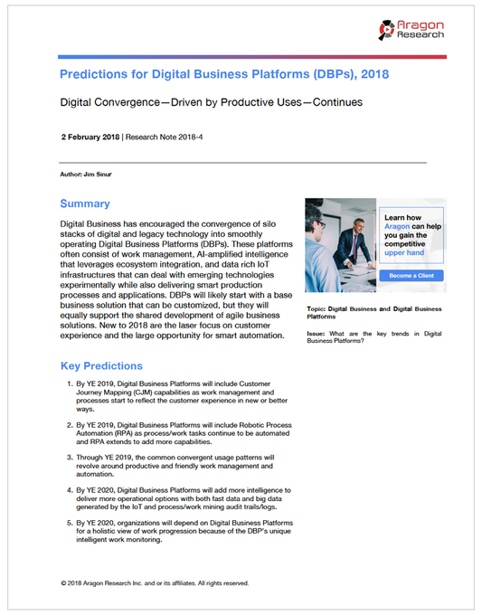Predictions for Digital Business Platforms, 2018
