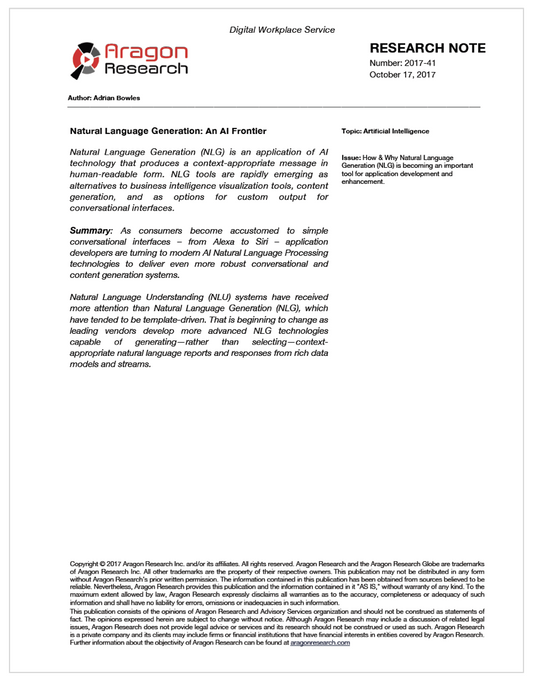 Natural Language Generation: An AI Frontier