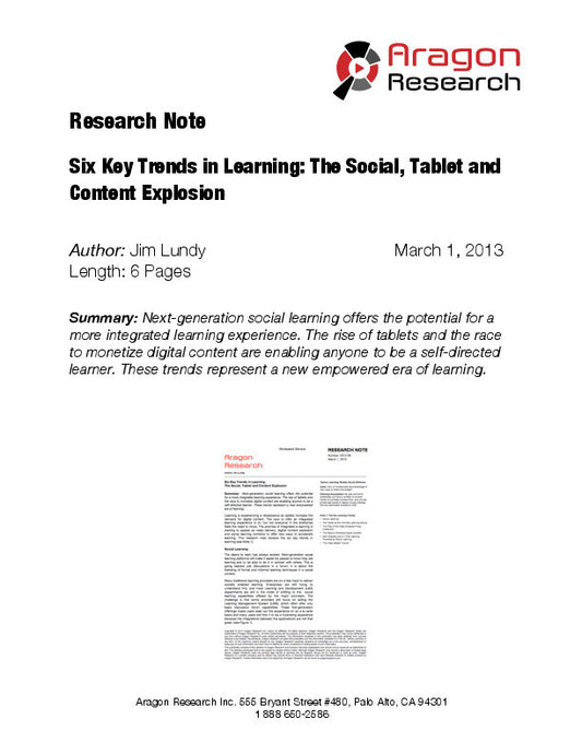 Six Key Trends in Learning: The Social, Tablet and Content Explosion