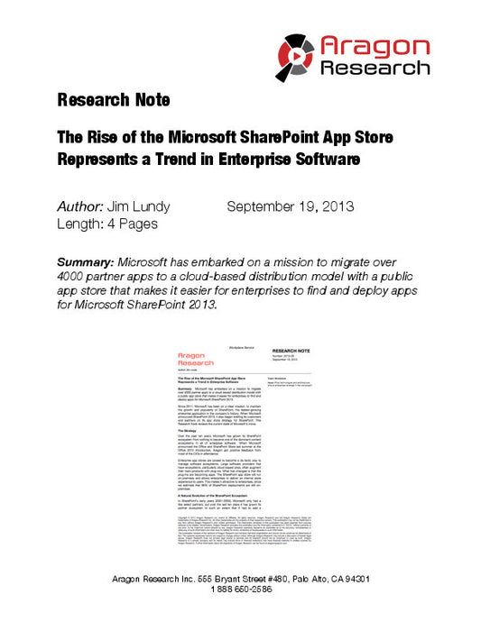 The Rise of the Microsoft SharePoint App Store Represents a Trend in Enterprise Software