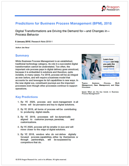 Predictions for Business Process Management (BPM), 2018