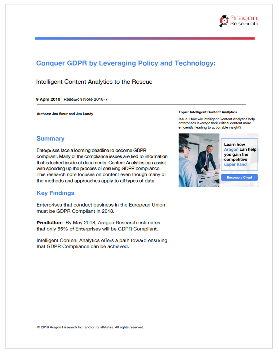 Conquer GDPR by Leveraging Policy and Technology: Intelligent Content Analytics to the Rescue