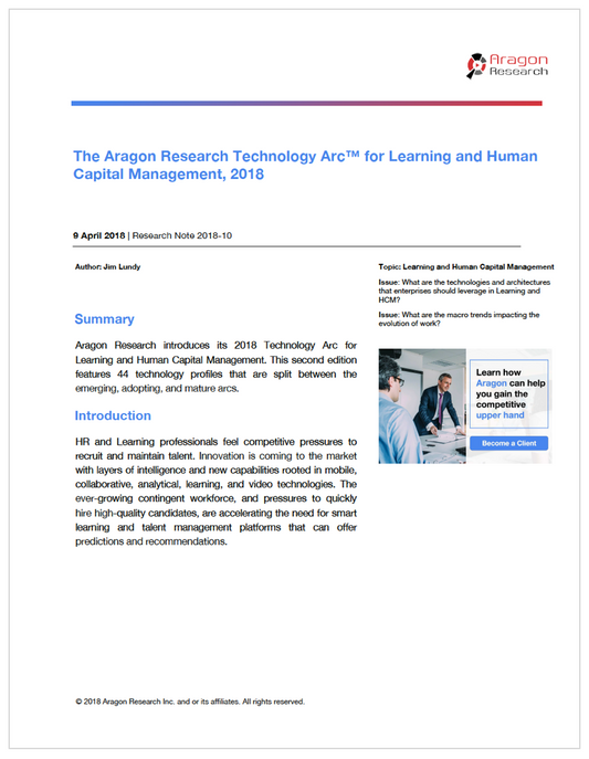 The Aragon Research Technology Arc™ for Learning and Human Capital Management, 2018